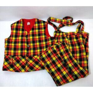 R Gee Kids Girls size 4T plaid vest pants set vintage 1970s